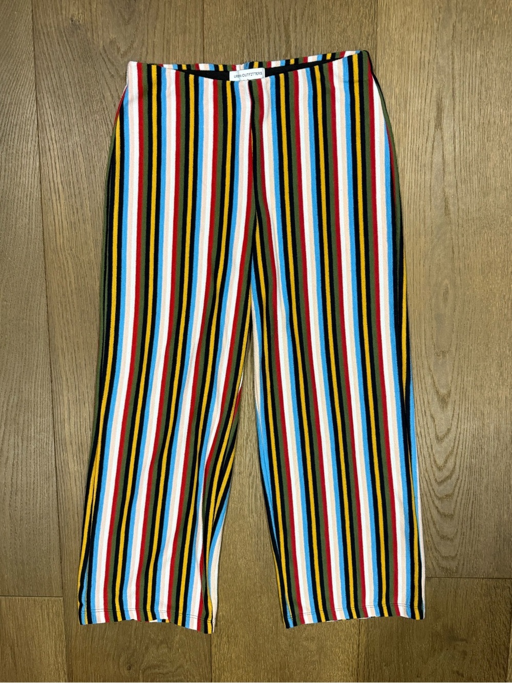 Urban Outfitters UO Ant Striped Knit Cropped Pants Rainbow Wide Leg